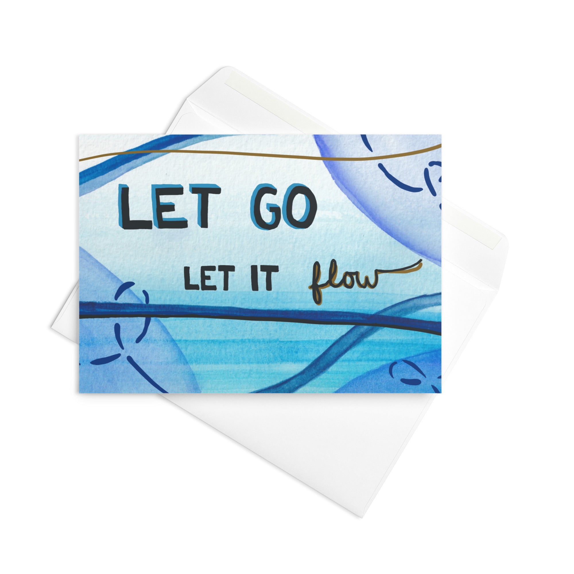 let go let it flow hand lettered greeting card