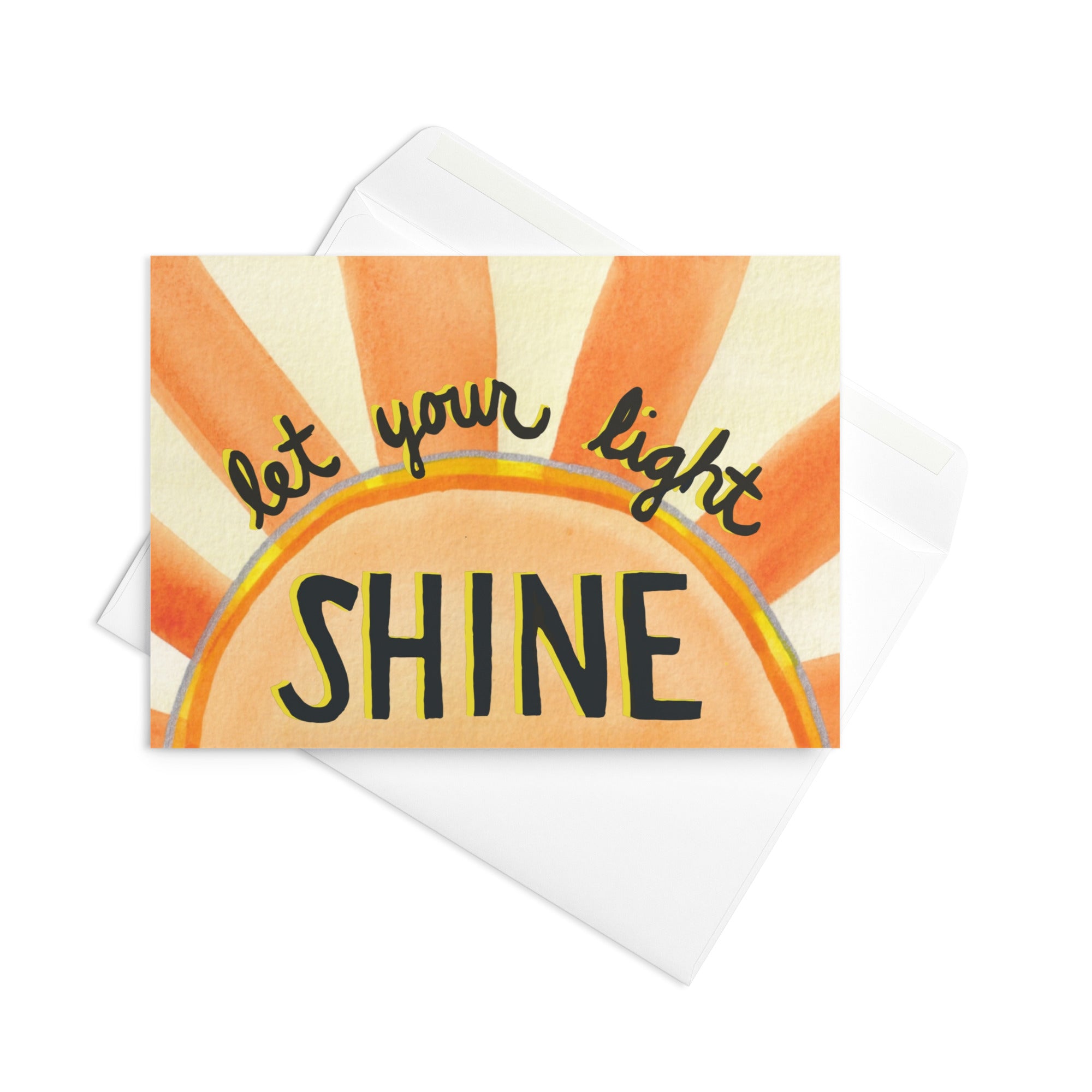 let your light shine hand lettered greeting card