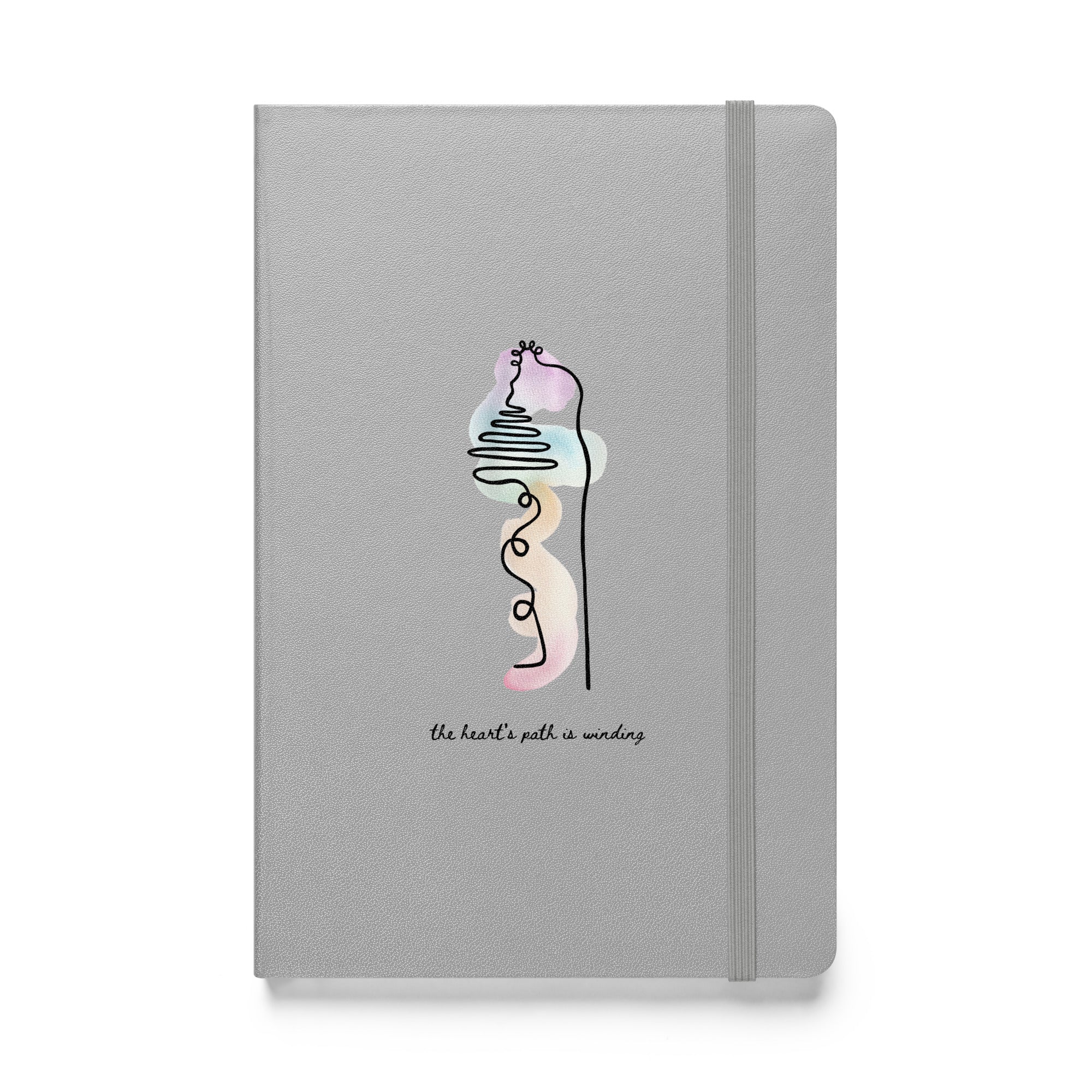 silver hardcover notebook with abstract chakra artwork on front