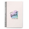 custom wire bound spiral notebook with Your Heart Is Calling logo on cover